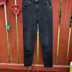 Levi’s Black Wash Mile High Super  Skinny Frayed Bottom Jeans